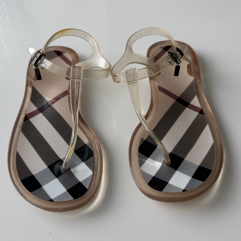 Burberry Jelly Sandals Nova Check Sandals - Black and Tan as 37